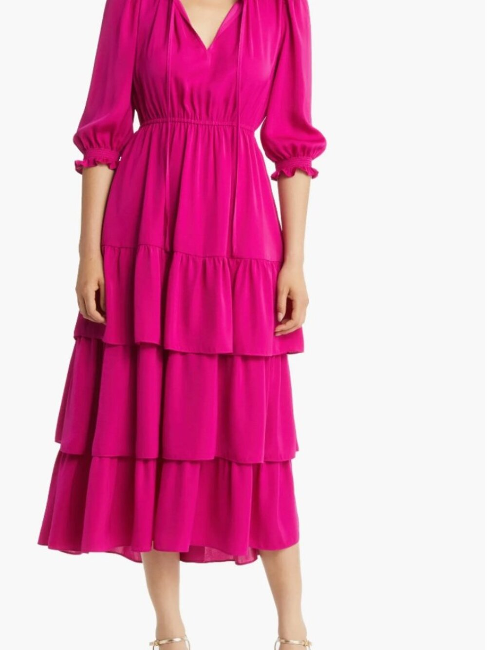 NWT Melloday Tiered Satin Midi Dress XL